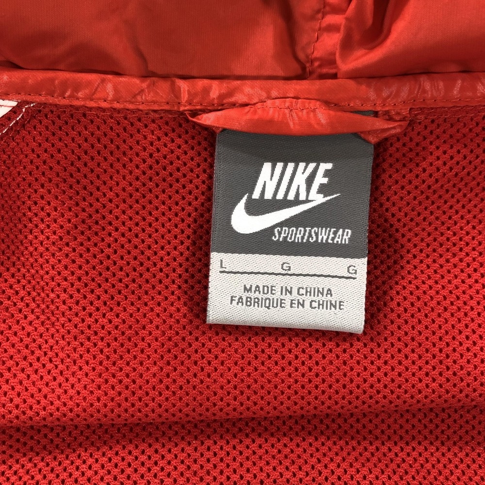 Nike Windbreaker Jacket Kids Large Red White Hooded Zip Colorblock 374897-101 - Picture 11 of 16